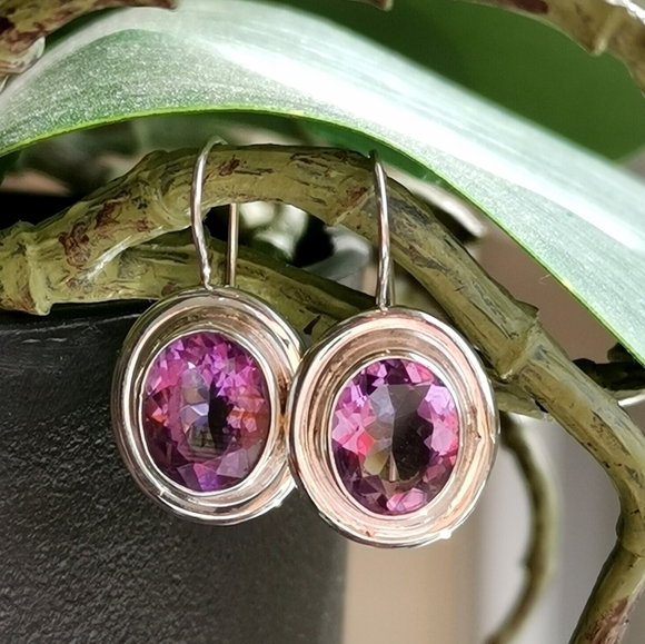Sterling Silver Amethyst Drop Earrings NWT - Picture 1 of 8